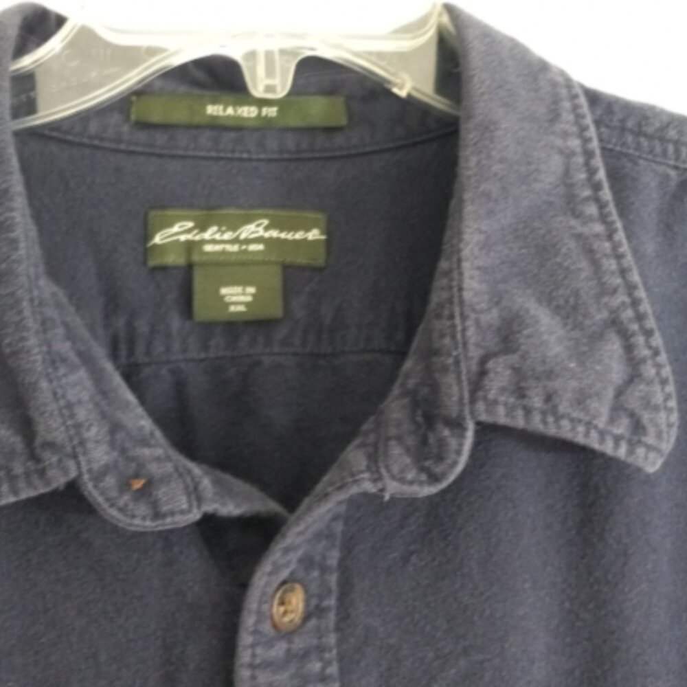 Eddie Bauer Flannel Shirt Men’s XXL Blue Heavy Button Up Outdoor Pockets EUC - Picture 7 of 16